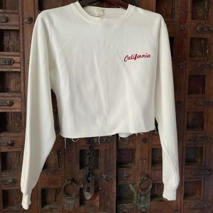 Brandy Melville Cropped White Sweatshirt